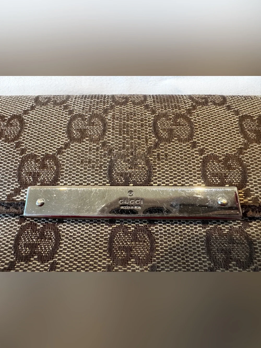 Authentic pre Loved Gucci Brown Monogram Continental Wallet.